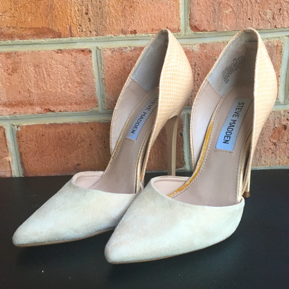 Steve Madden “Valko” D’Orsay-Style Nude Pumps